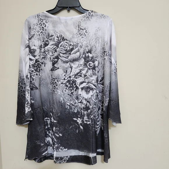 B.L.E.U. size 2X Mesh Embroidered Boho Floral Grunge Fairy Made in USA Black - Picture 11 of 13